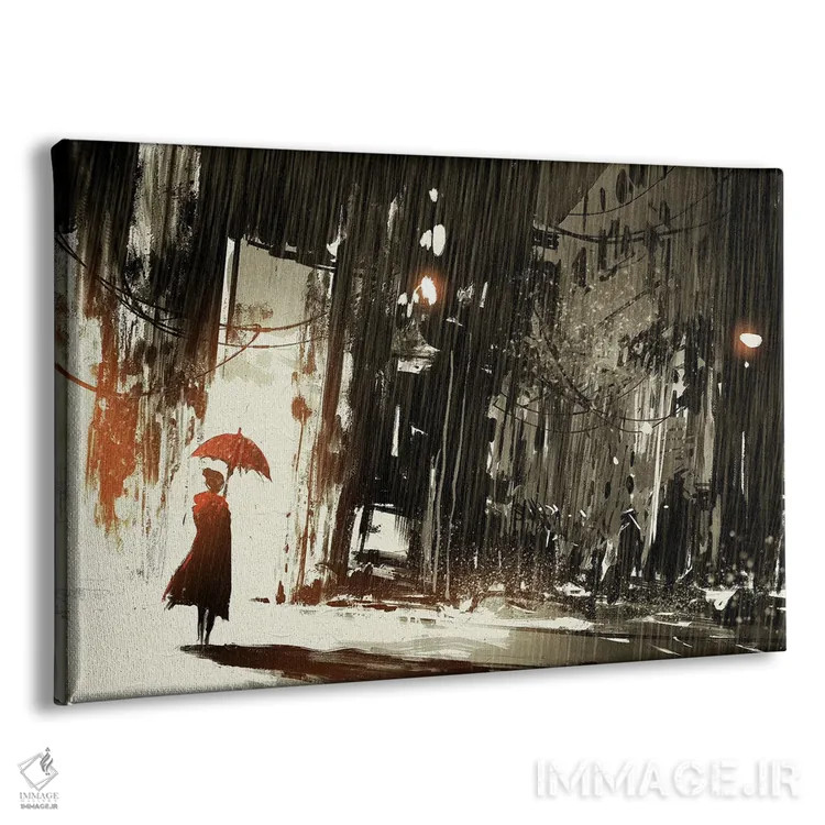 تابلو دکوراتیو زن تنها با چتر اثر گرندفیلر - نمای پرسپکتیو محصول