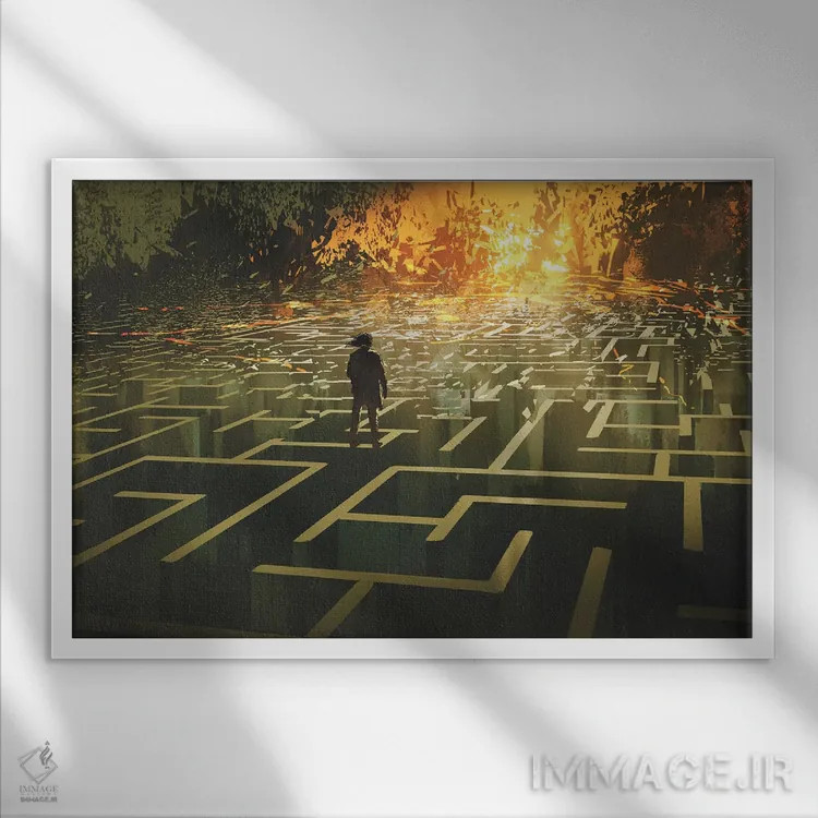 تابلو دکوراتیو ویران کردن سرزمین هزارتو اثر گرندفیلر - نمای قابدار سفید