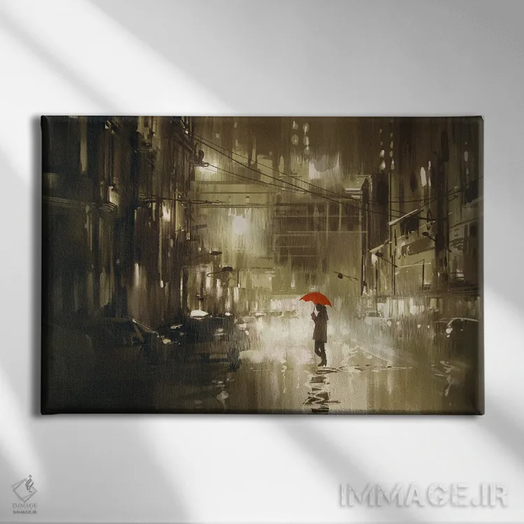 تابلو دکوراتیو زن با چتر اثر گرندفیلر - نمای روبهرو روی دیوار