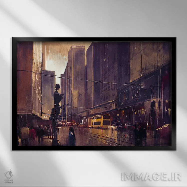 تابلو دکوراتیو خیابان شهر اثر گرندفیلر - نمای قابدار مشکی