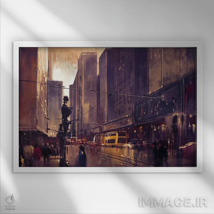 تابلو دکوراتیو خیابان شهر اثر گرندفیلر - نمای قابدار سفید