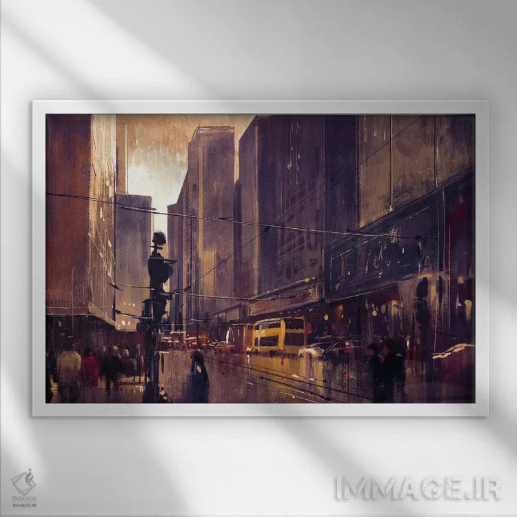 تابلو دکوراتیو خیابان شهر اثر گرندفیلر - نمای قابدار سفید
