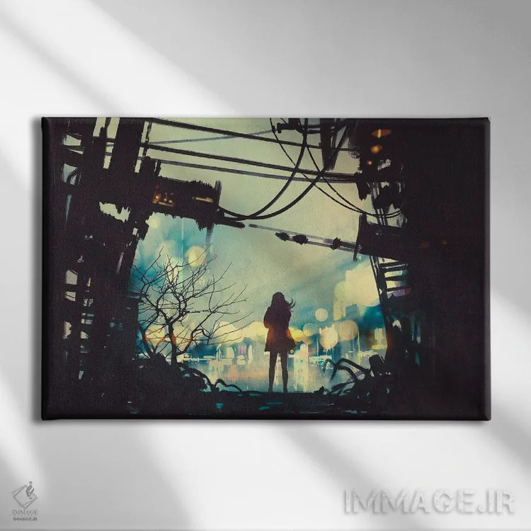 تابلو دکوراتیو در میان ویرانه های کهن اثر گرندفیلر - نمای روبهرو روی دیوار