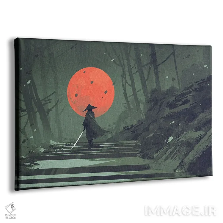 تابلو دکوراتیو سامورایی ماه سرخ اثر گرندفیلر - نمای پرسپکتیو محصول