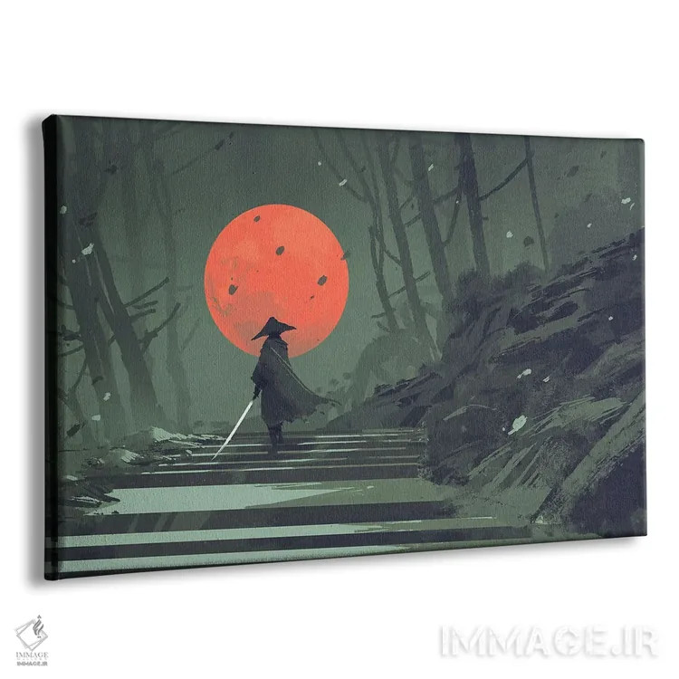 تابلو دکوراتیو سامورایی ماه سرخ اثر گرندفیلر - نمای پرسپکتیو محصول
