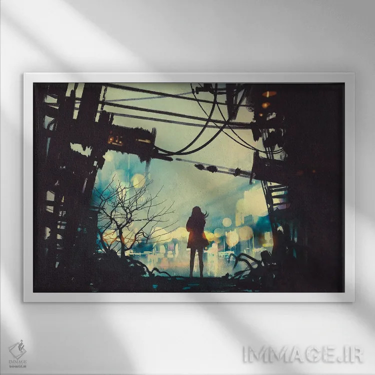 تابلو دکوراتیو در میان ویرانه های کهن اثر گرندفیلر - نمای قابدار سفید