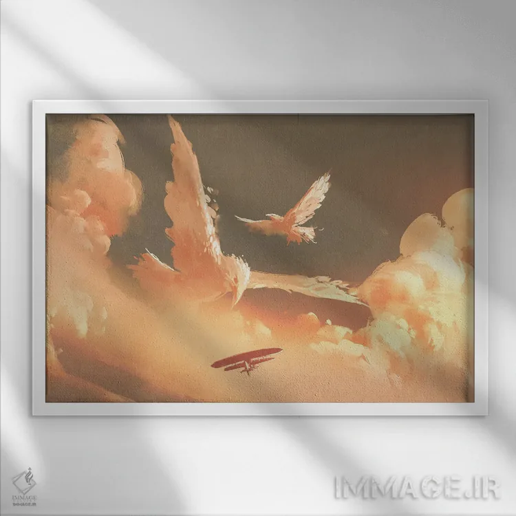 تابلو دکوراتیو پرواز با هم اثر گرندفیلر - نمای قابدار سفید