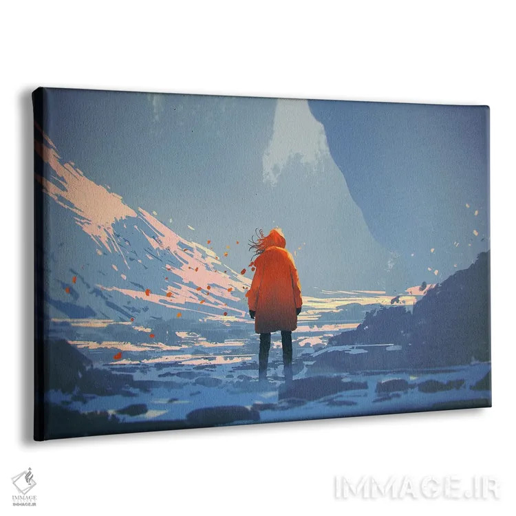 تابلو دکوراتیو نارنحی در منظره زمستانی اثر گرندفیلر - نمای پرسپکتیو محصول