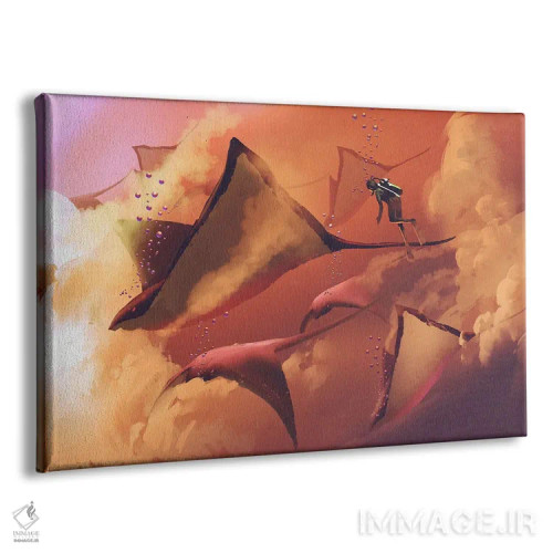 تابلو دکوراتیو مانتا ری های پرنده اثر گرندفیلر - نمای پرسپکتیو محصول