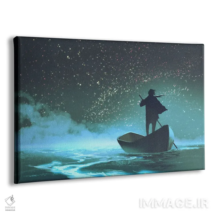 تابلو دکوراتیو مردی در حال پارو زدن قایق اثر گرندفیلر - نمای پرسپکتیو محصول