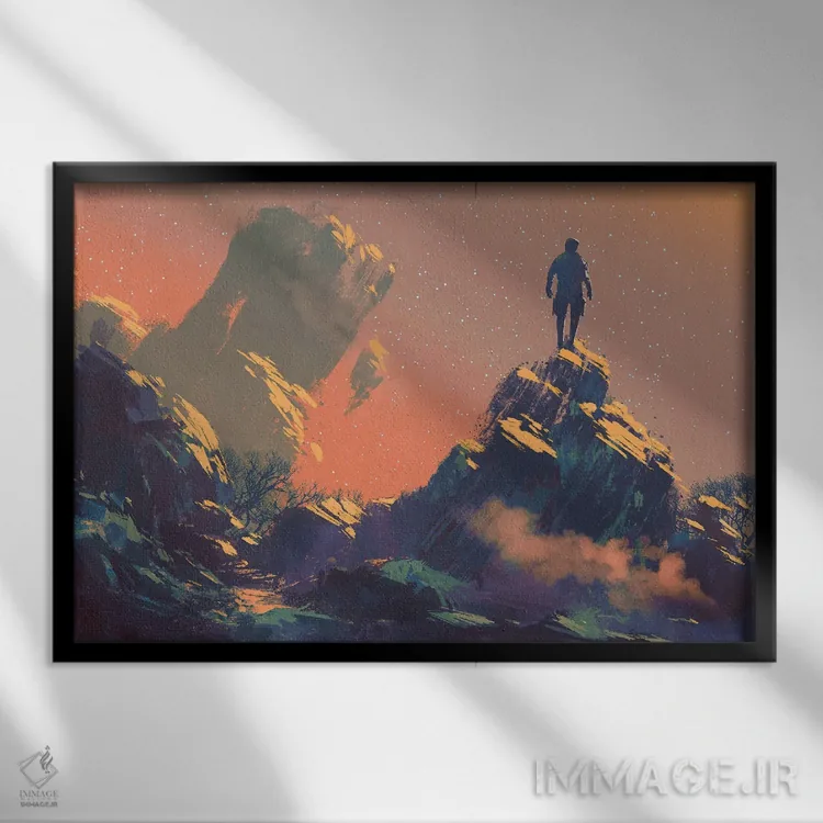 تابلو دکوراتیو تماشای ستاره ها اثر گرندفیلر - نمای قابدار مشکی