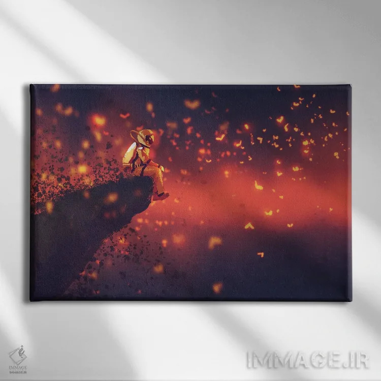 تابلو دکوراتیو جو سرخ رنگ اثر گرندفیلر - نمای روبهرو روی دیوار