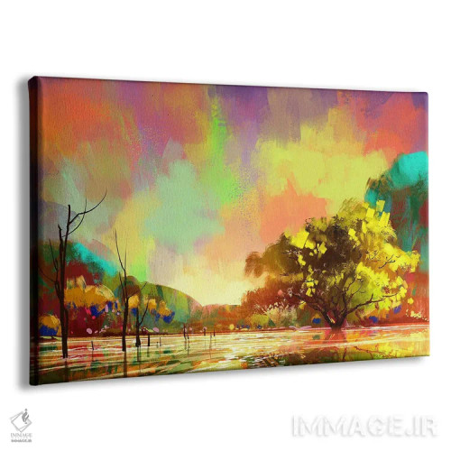 تابلو دکوراتیو روستایی رنگارنگ اثر گرندفیلر - نمای پرسپکتیو محصول