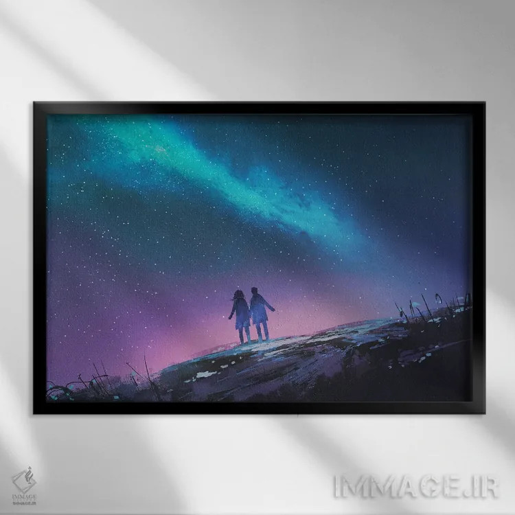 تابلو دکوراتیو تماشای راه شیری اثر گرندفیلر - نمای قابدار مشکی