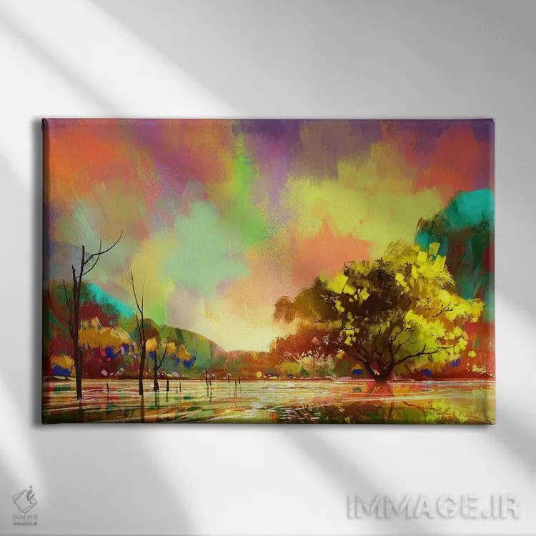 تابلو دکوراتیو روستایی رنگارنگ اثر گرندفیلر - نمای روبهرو روی دیوار