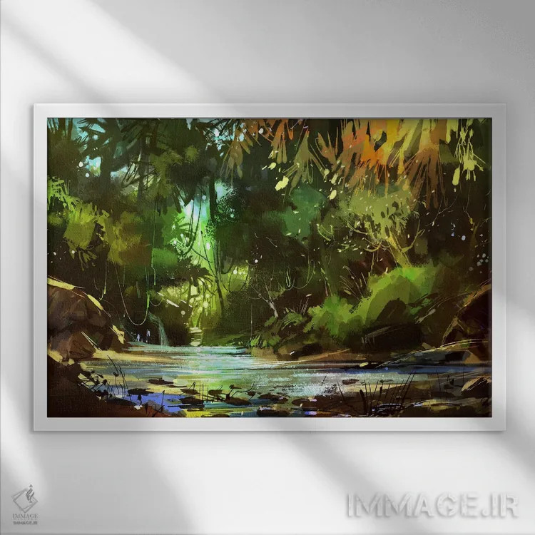 تابلو دکوراتیو منظره جویبار اثر گرندفیلر - نمای قابدار سفید