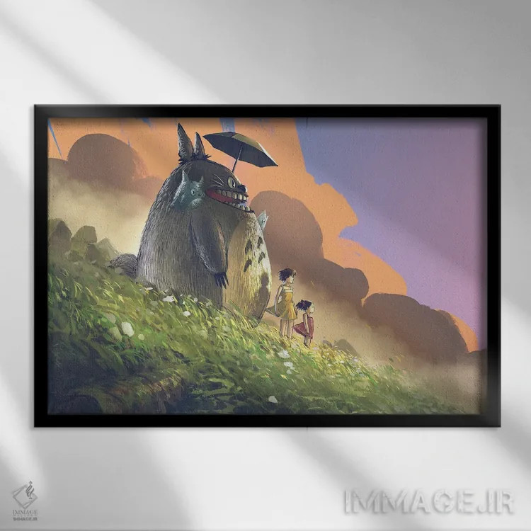 تابلو دکوراتیو هنر طرفداری توتورو اثر گرندفیلر - نمای قابدار مشکی