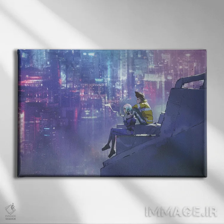 تابلو دکوراتیو هنر طرفداری سایبرپانک ادجرانرز اثر گرندفیلر - نمای روبهرو روی دیوار