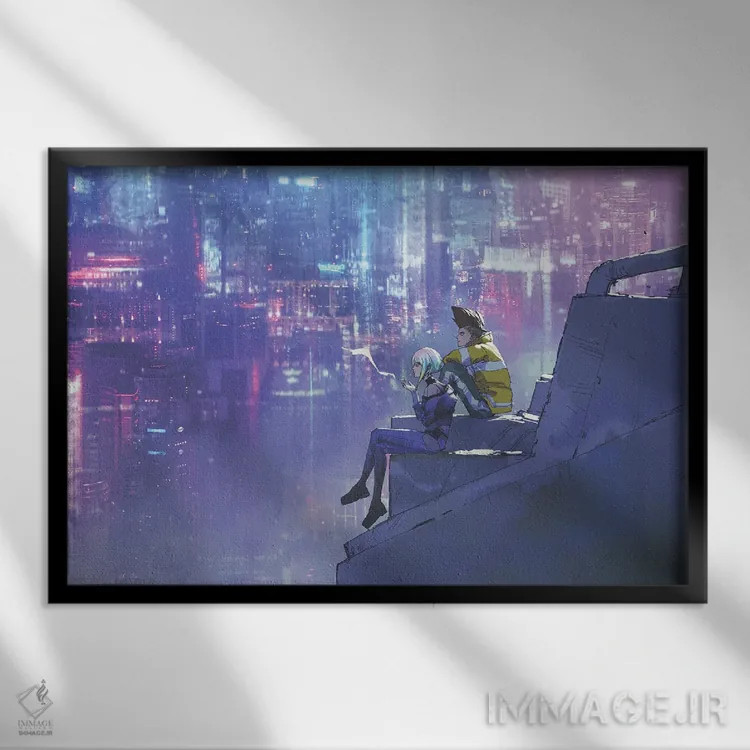 تابلو دکوراتیو هنر طرفداری سایبرپانک ادجرانرز اثر گرندفیلر - نمای قابدار مشکی