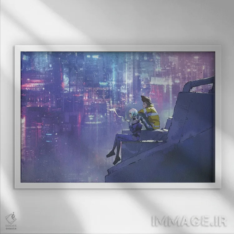 تابلو دکوراتیو هنر طرفداری سایبرپانک ادجرانرز اثر گرندفیلر - نمای قابدار سفید