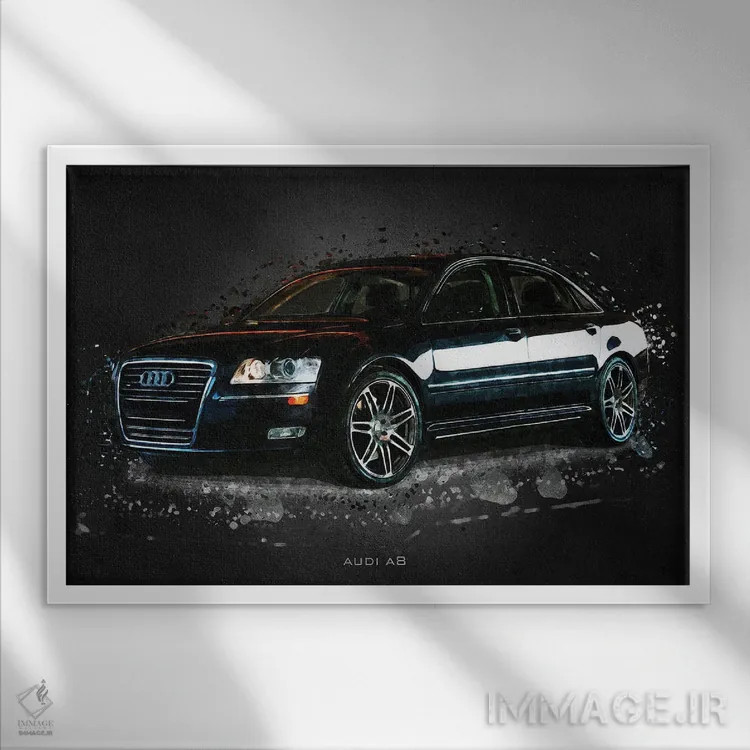 تابلو دکوراتیو آئودی A8 اثر گب فرناندو - نمای قابدار سفید