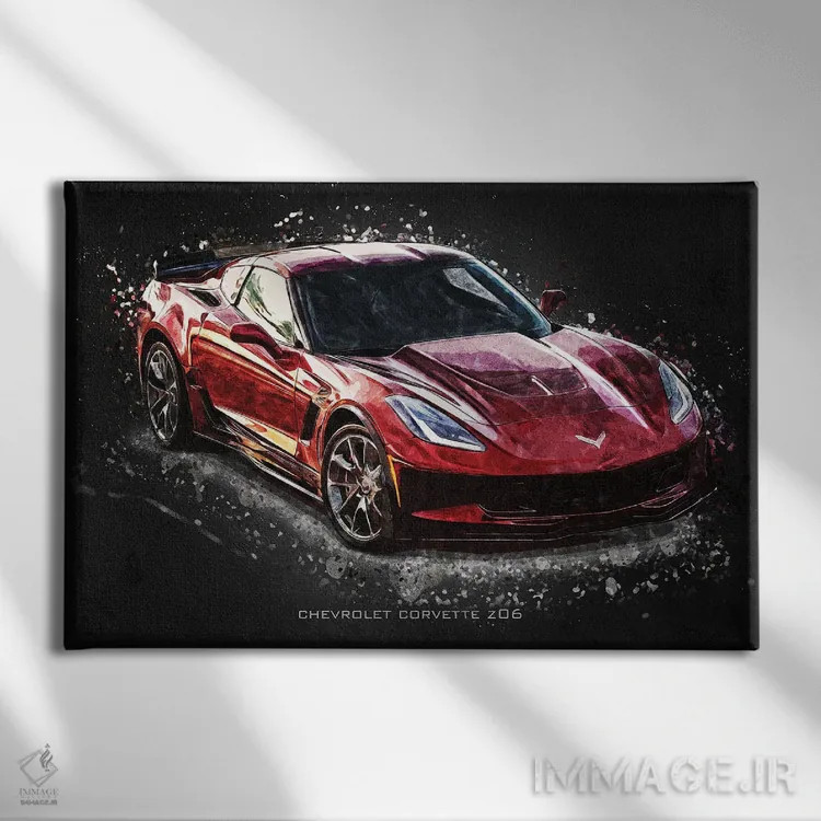 تابلو دکوراتیو شورولت کوروت Z06 اثر گب فرناندو - نمای روبهرو روی دیوار