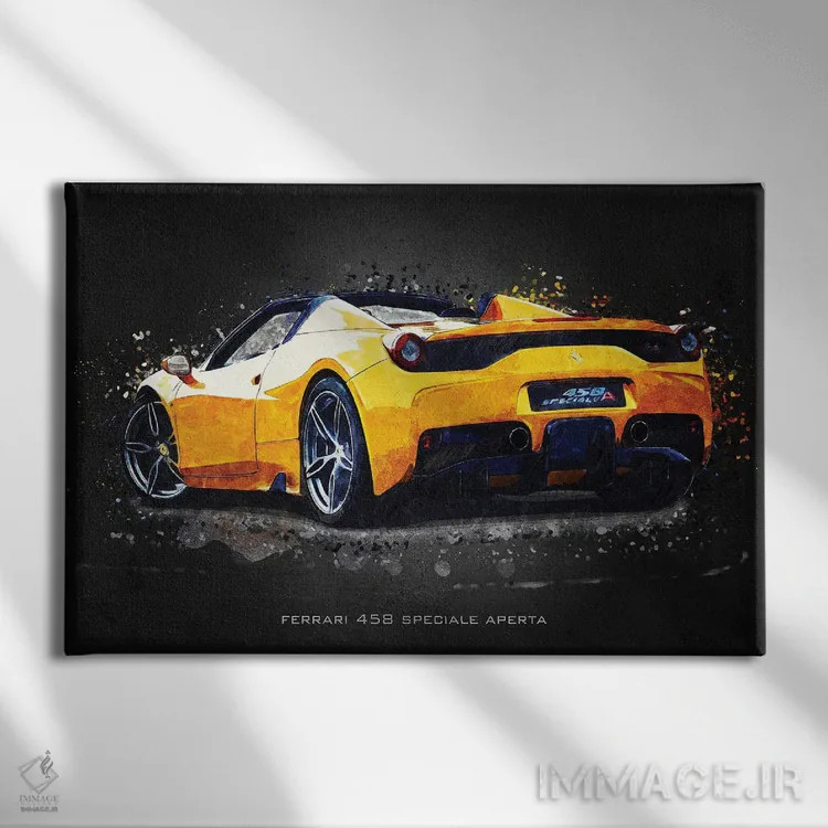 تابلو دکوراتیو فراری ۴۵۸ اسپشیاله آپرتا اثر گب فرناندو - نمای روبهرو روی دیوار