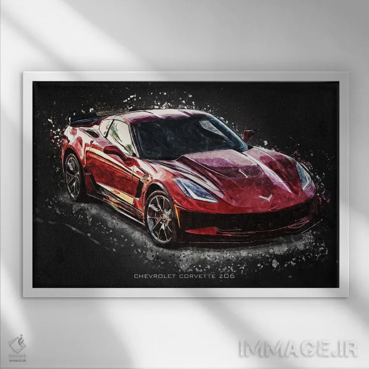 تابلو دکوراتیو شورولت کوروت Z06 اثر گب فرناندو - نمای قابدار سفید