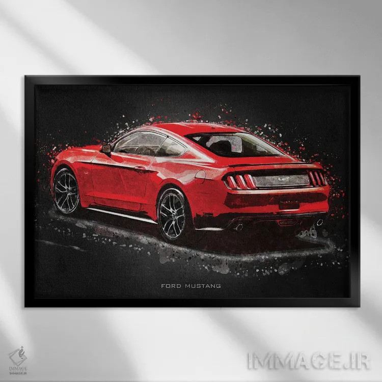 تابلو دکوراتیو فورد موستانگ اکریلیک اثر گب فرناندو - نمای قابدار مشکی