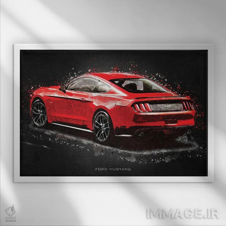 تابلو دکوراتیو فورد موستانگ اکریلیک اثر گب فرناندو - نمای قابدار سفید