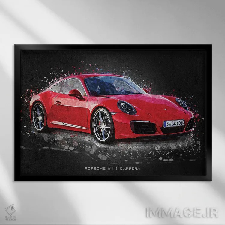 تابلو دکوراتیو پورشه ۹۱۱ کاررا اثر گب فرناندو - نمای قابدار مشکی