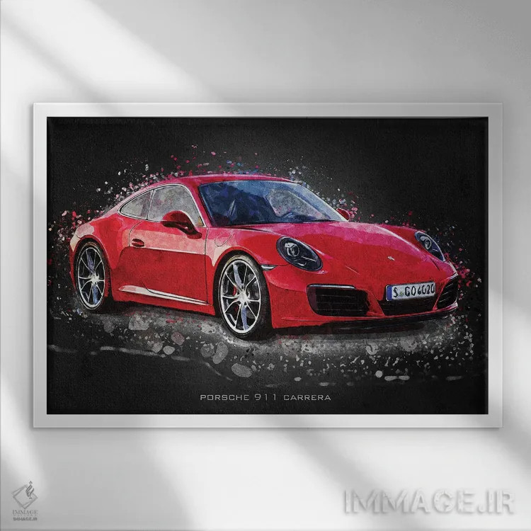 تابلو دکوراتیو پورشه ۹۱۱ کاررا اثر گب فرناندو - نمای قابدار سفید
