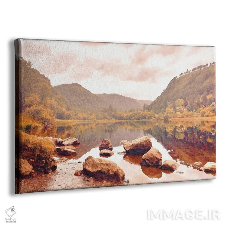 تابلو دکوراتیو ساحل دریاچه در پاییز اثر گرافیتی استودیوها - نمای پرسپکتیو محصول