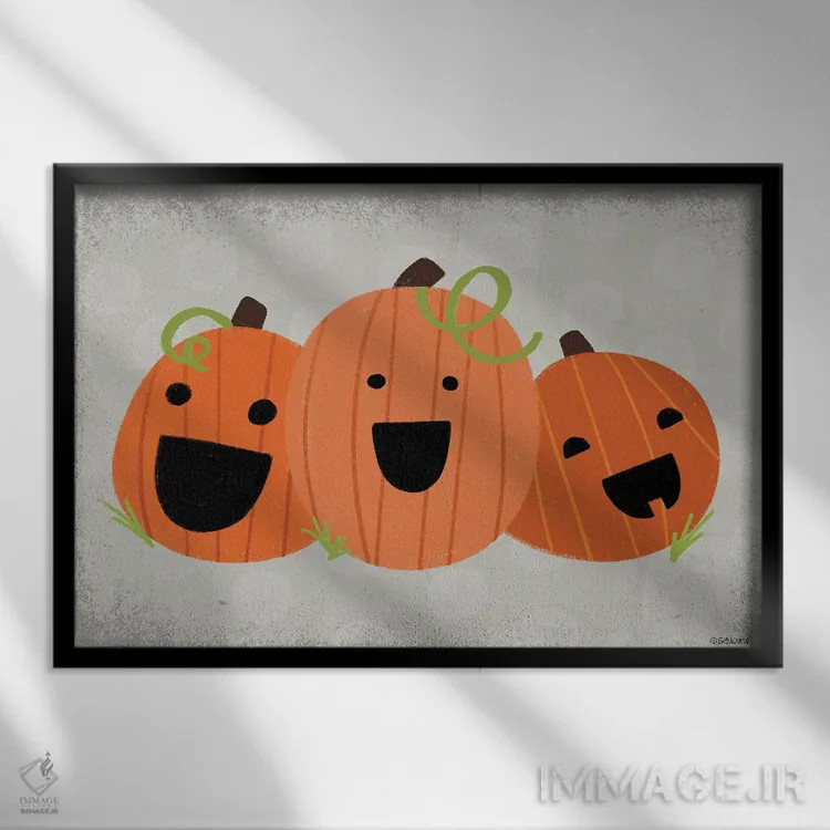 تابلو دکوراتیو "کدوتنبل های شاد" اثر گیگی لوئیز - نمای قابدار مشکی