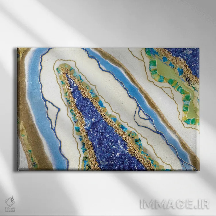 تابلو انتزاعی مسیرهایی به یونان اثر گوگا استودیو - نمای روبهرو روی دیوار