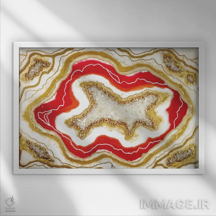 تابلو انتزاعی سنگ امید اثر گوگا استودیو - نمای قابدار سفید