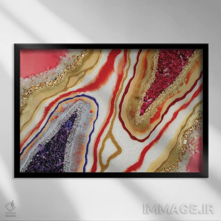 تابلو انتزاعی دو ملکه اثر گوگا استودیو - نمای قابدار مشکی