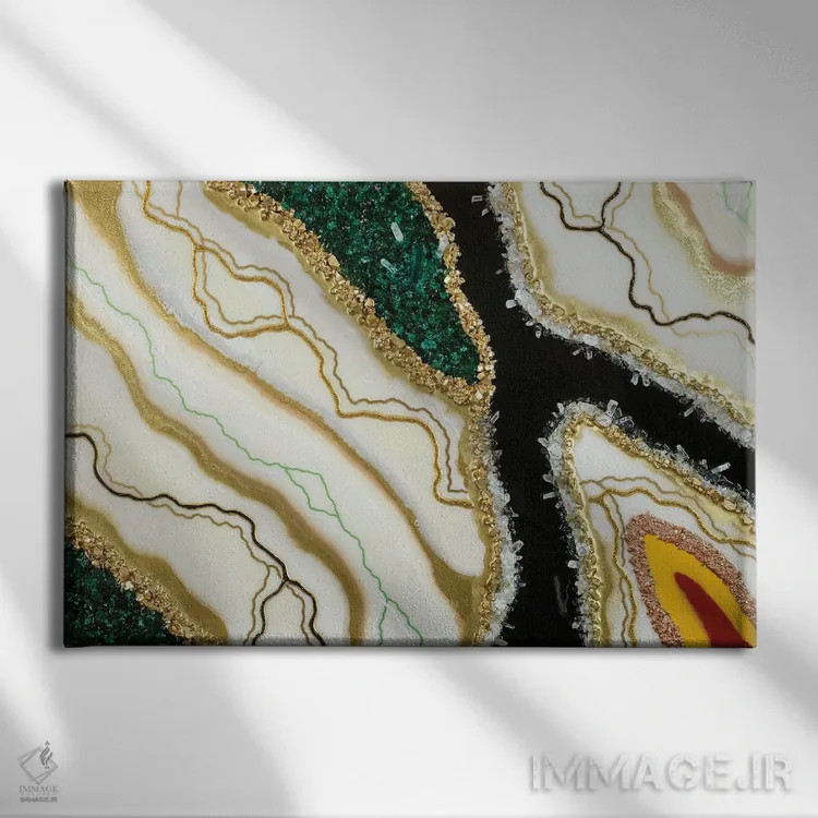 تابلو انتزاعی مد بالا اثر گوگا استودیو - نمای روبهرو روی دیوار