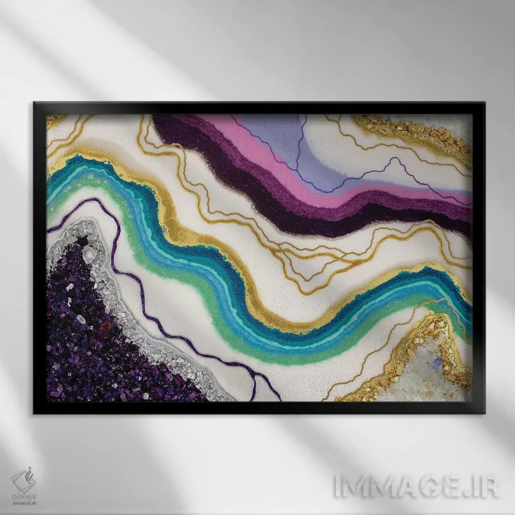 تابلو انتزاعی دریاچه شکرگزاری اثر گوگا استودیو - نمای قابدار مشکی