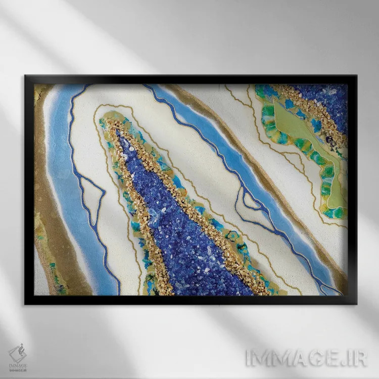 تابلو انتزاعی مسیرهایی به یونان اثر گوگا استودیو - نمای قابدار مشکی