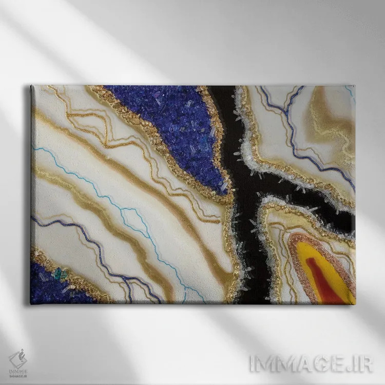 تابلو انتزاعی جزر پایین اثر گوگا استودیو - نمای روبهرو روی دیوار