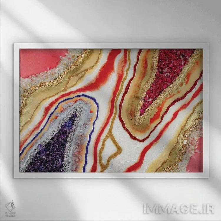 تابلو انتزاعی دو ملکه اثر گوگا استودیو - نمای قابدار سفید