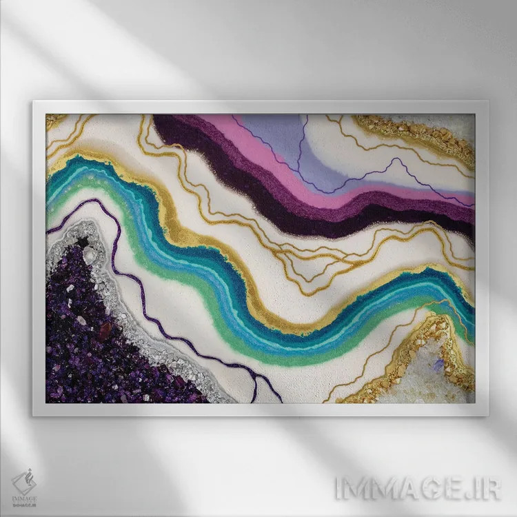 تابلو انتزاعی دریاچه شکرگزاری اثر گوگا استودیو - نمای قابدار سفید