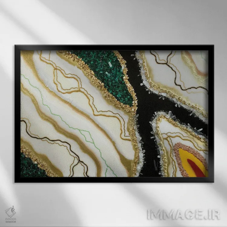 تابلو انتزاعی مد بالا اثر گوگا استودیو - نمای قابدار مشکی