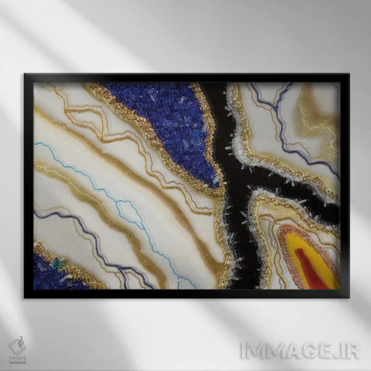 تابلو انتزاعی جزر پایین اثر گوگا استودیو - نمای قابدار مشکی