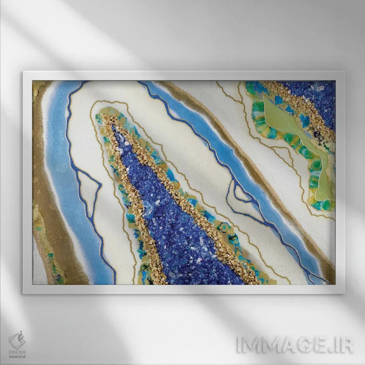 تابلو انتزاعی مسیرهایی به یونان اثر گوگا استودیو - نمای قابدار سفید