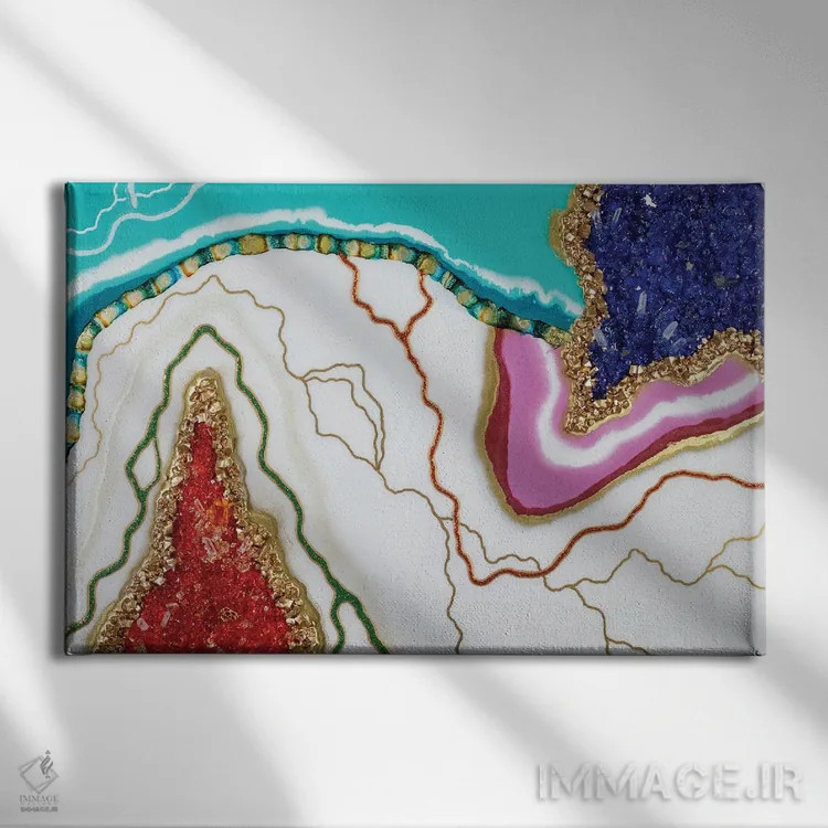 تابلو انتزاعی اولین دیدار اثر گوگا استودیو - نمای روبهرو روی دیوار