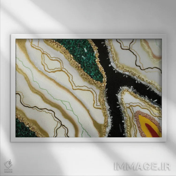 تابلو انتزاعی مد بالا اثر گوگا استودیو - نمای قابدار سفید