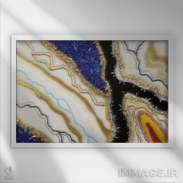 تابلو انتزاعی جزر پایین اثر گوگا استودیو - نمای قابدار سفید