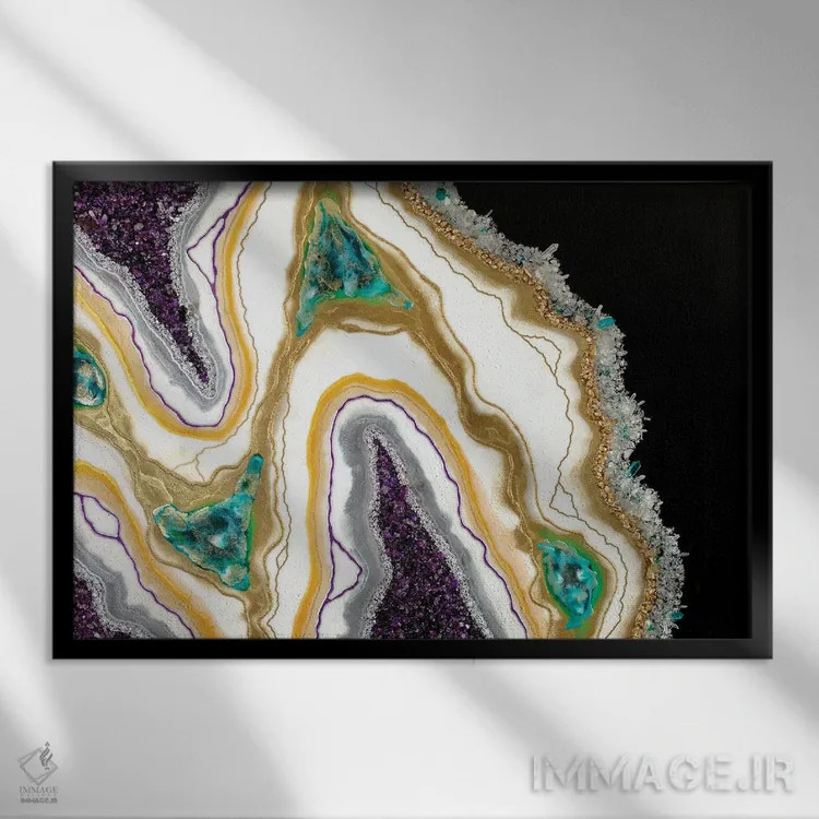 تابلو انتزاعی داستان یک سنوت اثر گوگا استودیو - نمای قابدار مشکی